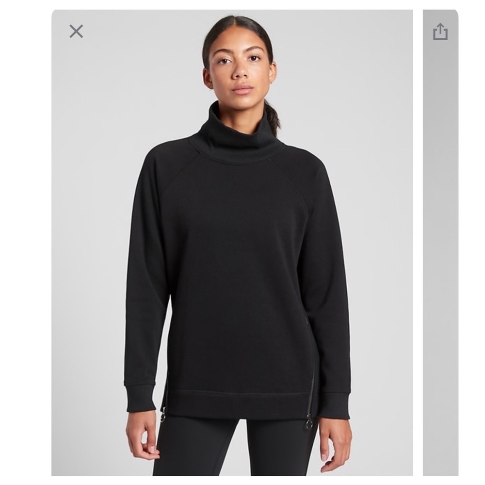 NWT ATHLETA Cozy Karma Side Zip Funnel Neck // Black